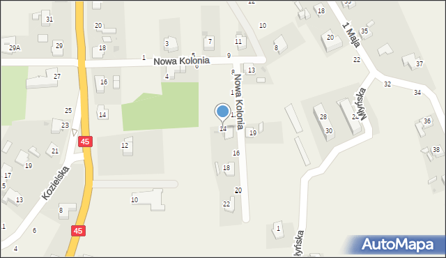 Polska Cerekiew, Nowa Kolonia, 14, mapa Polska Cerekiew