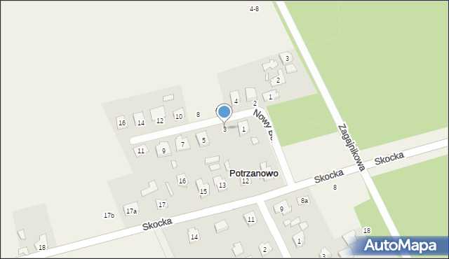 Potrzanowo, Nowy Borówiec, 3, mapa Potrzanowo