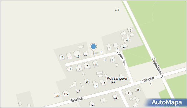 Potrzanowo, Nowy Borówiec, 8, mapa Potrzanowo