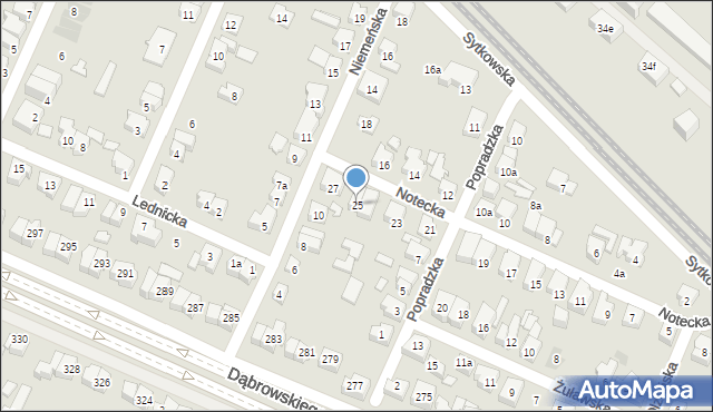 Poznań, Notecka, 25, mapa Poznania