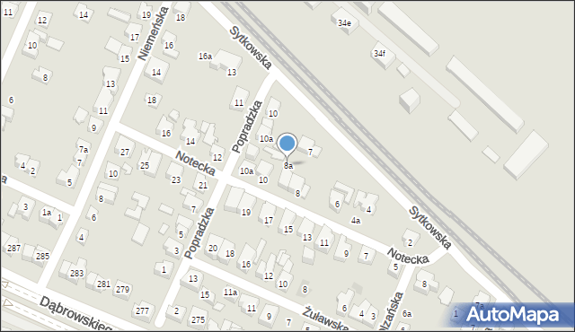 Poznań, Notecka, 8a, mapa Poznania