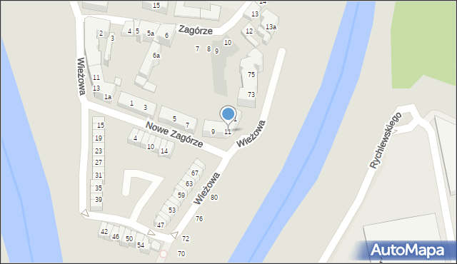 Poznań, Nowe Zagórze, 11, mapa Poznania