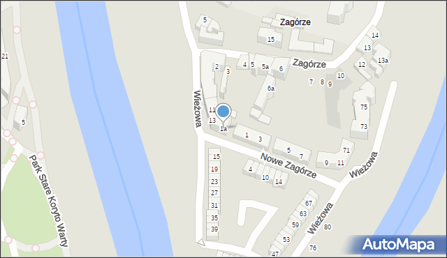 Poznań, Nowe Zagórze, 1a, mapa Poznania