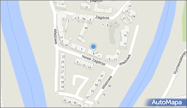 Poznań, Nowe Zagórze, 5, mapa Poznania
