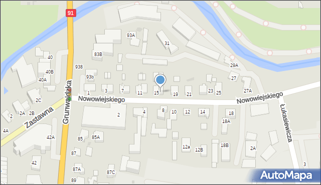 Pruszcz Gdański, Nowowiejskiego Feliksa, 17, mapa Pruszcz Gdański