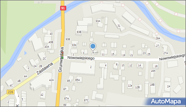Pruszcz Gdański, Nowowiejskiego Feliksa, 7, mapa Pruszcz Gdański