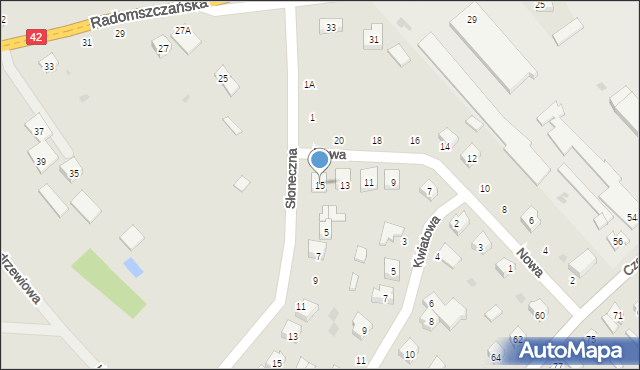 Przedbórz, Nowa, 15, mapa Przedbórz