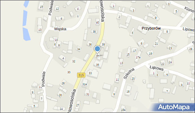 Przyborów, Nowosolska, 37, mapa Przyborów