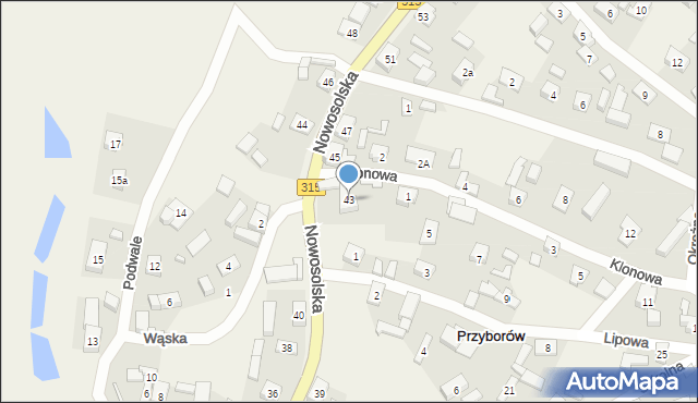 Przyborów, Nowosolska, 43, mapa Przyborów