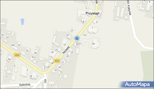 Przystajń, Nowa, 11, mapa Przystajń