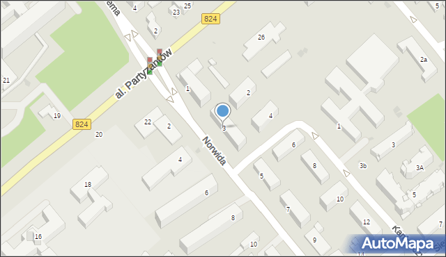 Puławy, Norwida Cypriana Kamila, 3, mapa Puław