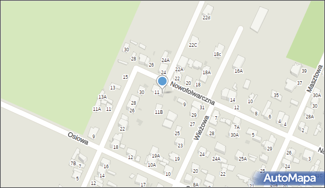 Radom, Nowofolwarczna, 11A, mapa Radomia