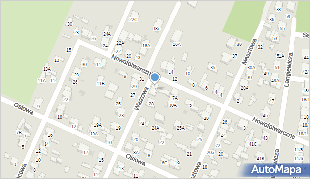 Radom, Nowofolwarczna, 7, mapa Radomia