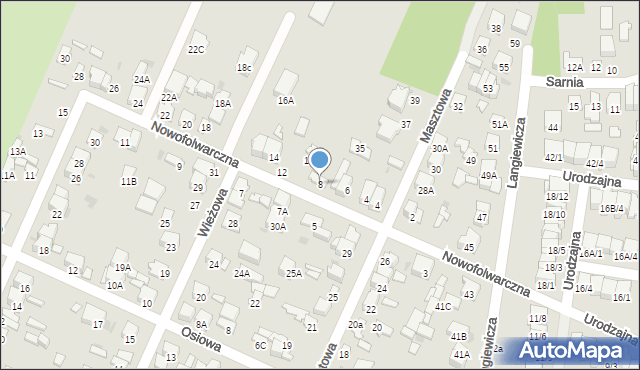 Radom, Nowofolwarczna, 8, mapa Radomia