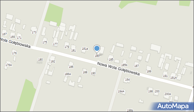 Radom, Nowa Wola Gołębiowska, 183, mapa Radomia