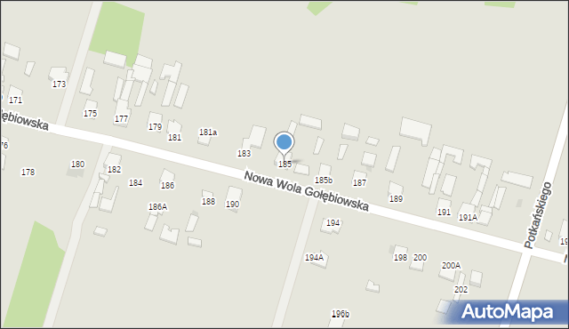 Radom, Nowa Wola Gołębiowska, 185, mapa Radomia