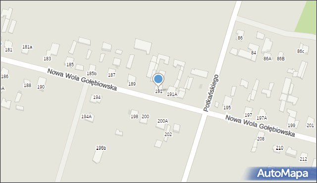 Radom, Nowa Wola Gołębiowska, 191, mapa Radomia