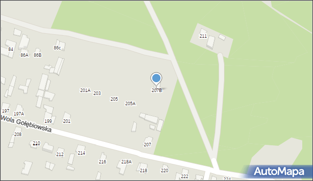 Radom, Nowa Wola Gołębiowska, 207B, mapa Radomia