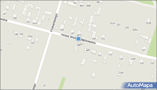 Radom, Nowa Wola Gołębiowska, 208, mapa Radomia