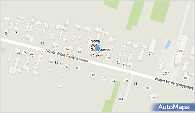Radom, Nowa Wola Gołębiowska, 87, mapa Radomia