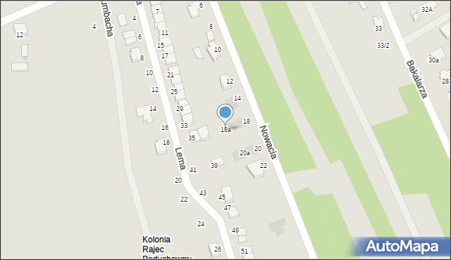 Radom, Nowacia Bronisława, 18a, mapa Radomia