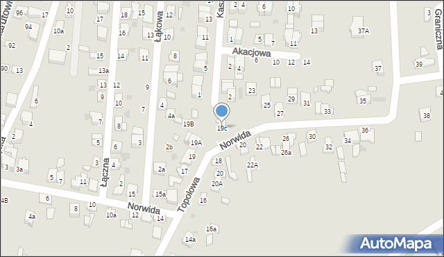 Radomsko, Norwida Cypriana Kamila, 19c, mapa Radomsko