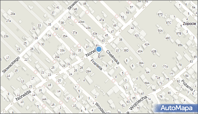 Radzionków, Norwida Cypriana Kamila, 32, mapa Radzionków