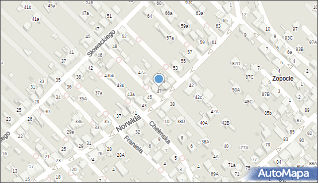 Radzionków, Norwida Cypriana Kamila, 47, mapa Radzionków