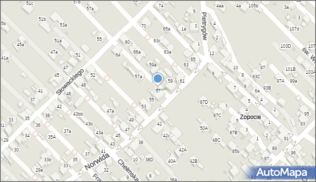 Radzionków, Norwida Cypriana Kamila, 57, mapa Radzionków