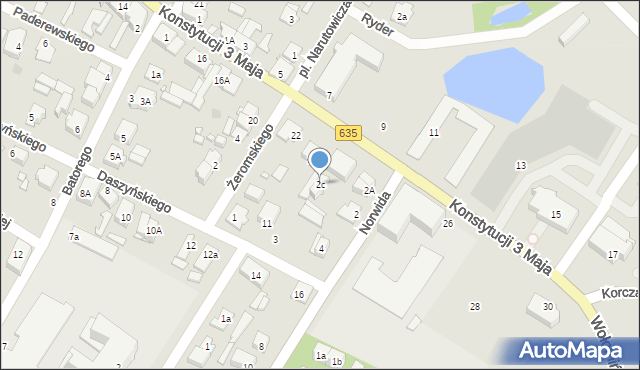 Radzymin, Norwida Cypriana Kamila, 2c, mapa Radzymin