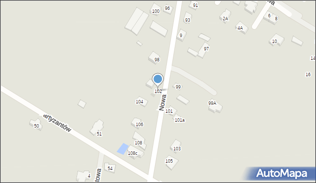 Radzymin, Nowa, 102, mapa Radzymin