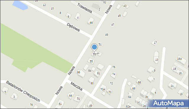 Radzymin, Nowa, 53, mapa Radzymin