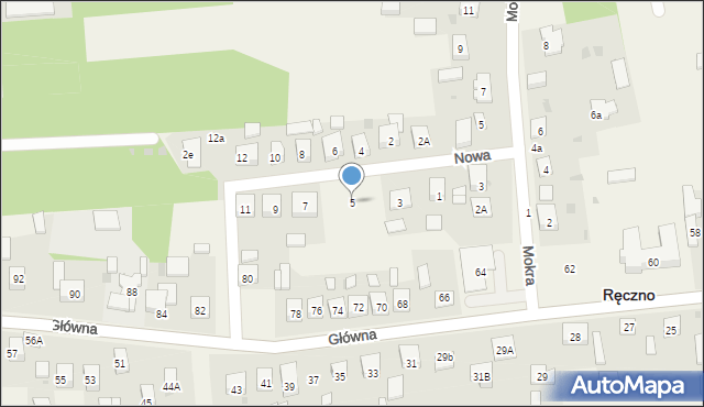 Ręczno, Nowa, 5, mapa Ręczno