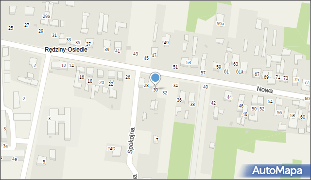 Rędziny, Nowa, 30, mapa Rędziny
