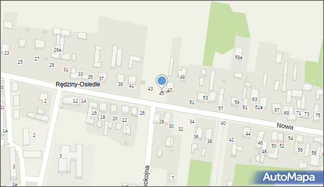 Rędziny, Nowa, 45, mapa Rędziny