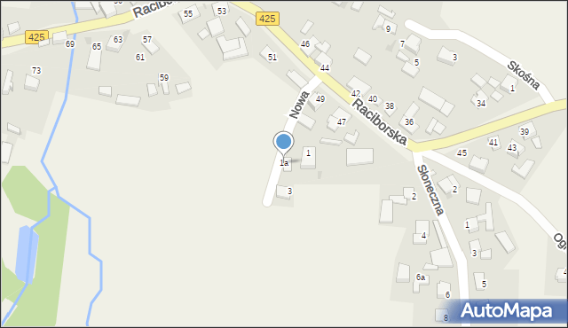 Ruda Kozielska, Nowa, 1a, mapa Ruda Kozielska