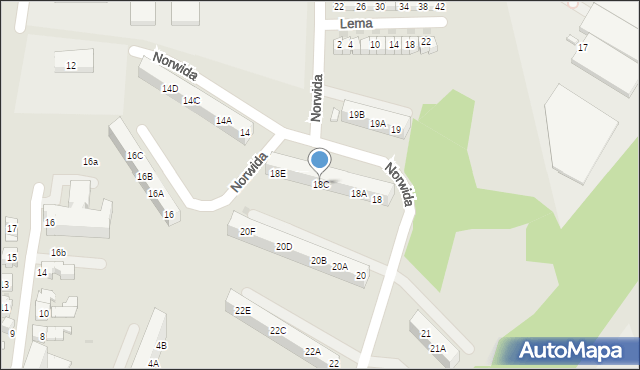 Ruda Śląska, Norwida Cypriana Kamila, 18C, mapa Rudy Śląskiej