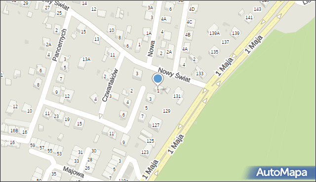 Ruda Śląska, Nowy Świat, 1, mapa Rudy Śląskiej