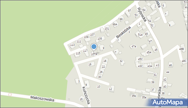 Ruda Śląska, Nowy Świat, 107A, mapa Rudy Śląskiej