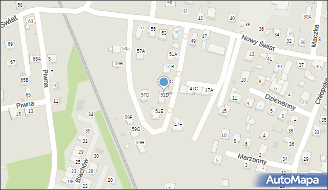 Ruda Śląska, Nowy Świat, 51D, mapa Rudy Śląskiej