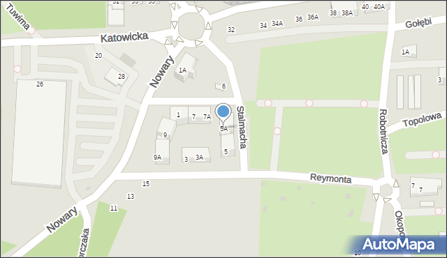 Ruda Śląska, Nowary Antoniego, 5A, mapa Rudy Śląskiej