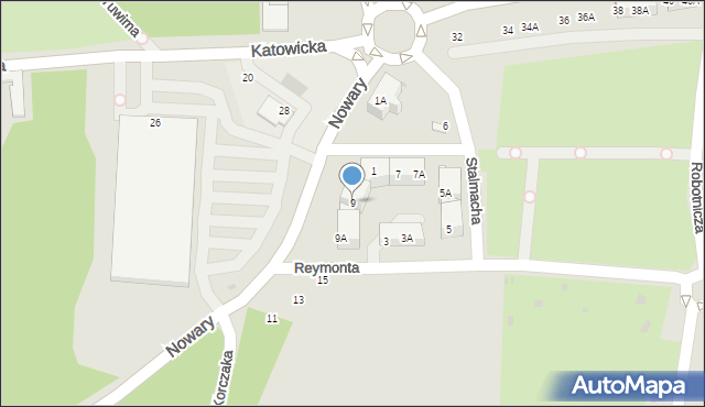 Ruda Śląska, Nowary Antoniego, 9, mapa Rudy Śląskiej