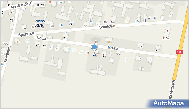 Rudno, Nowa, 13, mapa Rudno