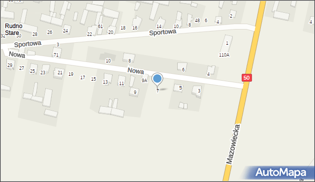 Rudno, Nowa, 7, mapa Rudno