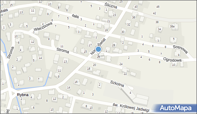 Rybna, Nowy Świat, 26, mapa Rybna