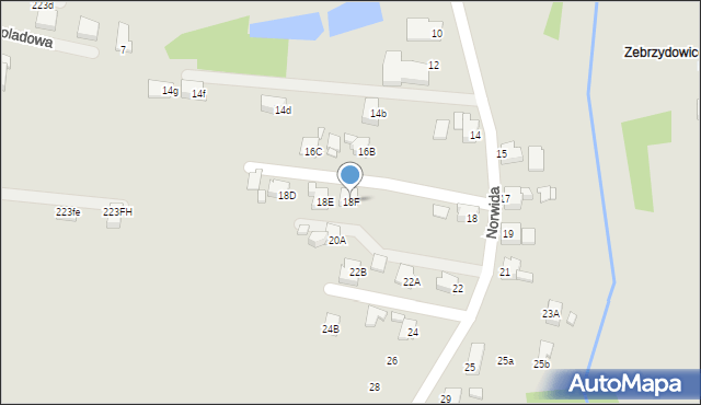 Rybnik, Norwida Cypriana Kamila, 18F, mapa Rybnika
