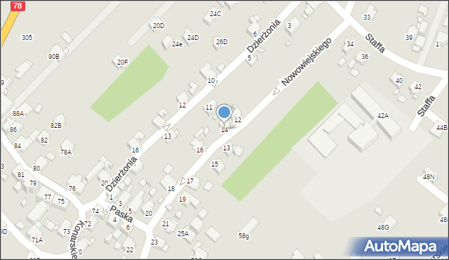 Rybnik, Nowowiejskiego Feliksa, 14, mapa Rybnika