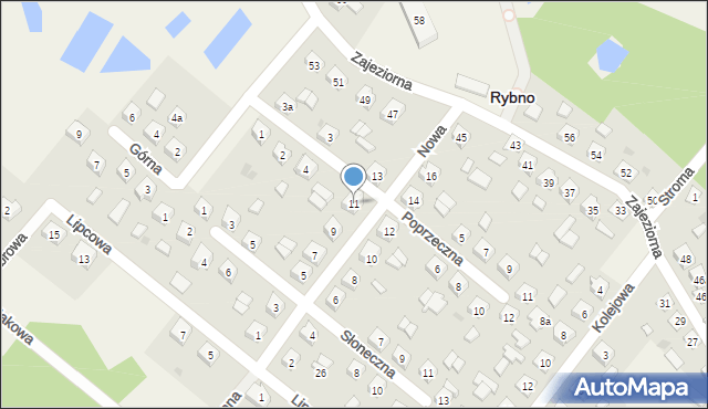 Rybno, Nowa, 11, mapa Rybno