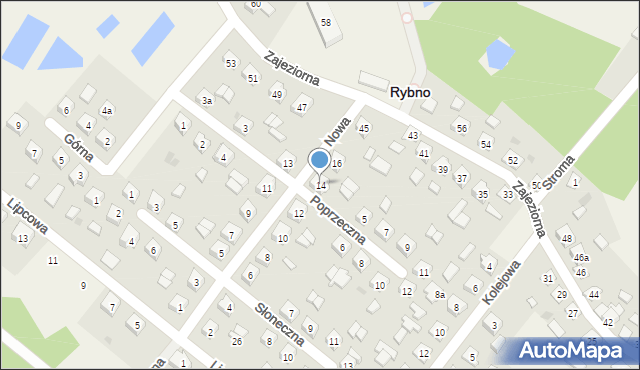 Rybno, Nowa, 14, mapa Rybno