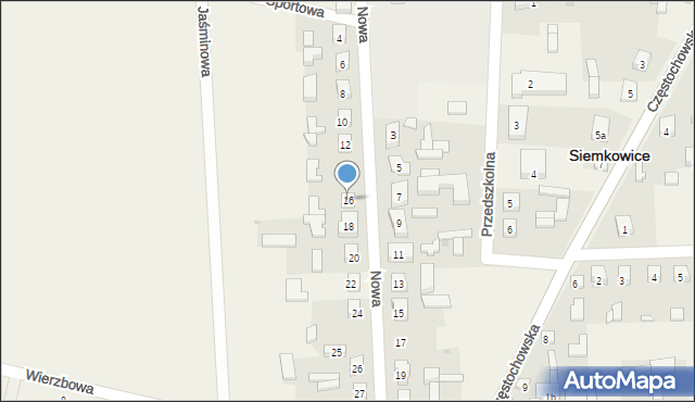 Siemkowice, Nowa, 16, mapa Siemkowice